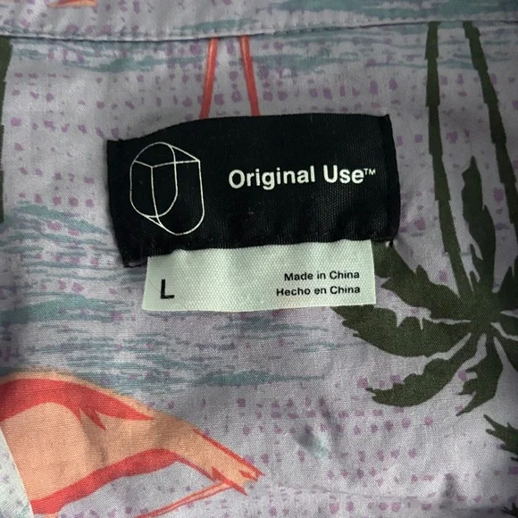 Original Use Flamingo and Palm Print Men's Shirt - Picture 2 of 3
